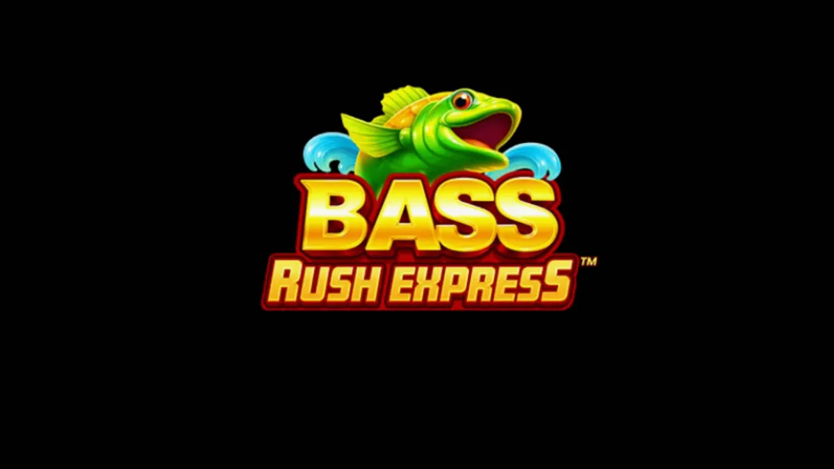 Tampilan layar permainan slot Bass Rush Express dengan tema memancing danau